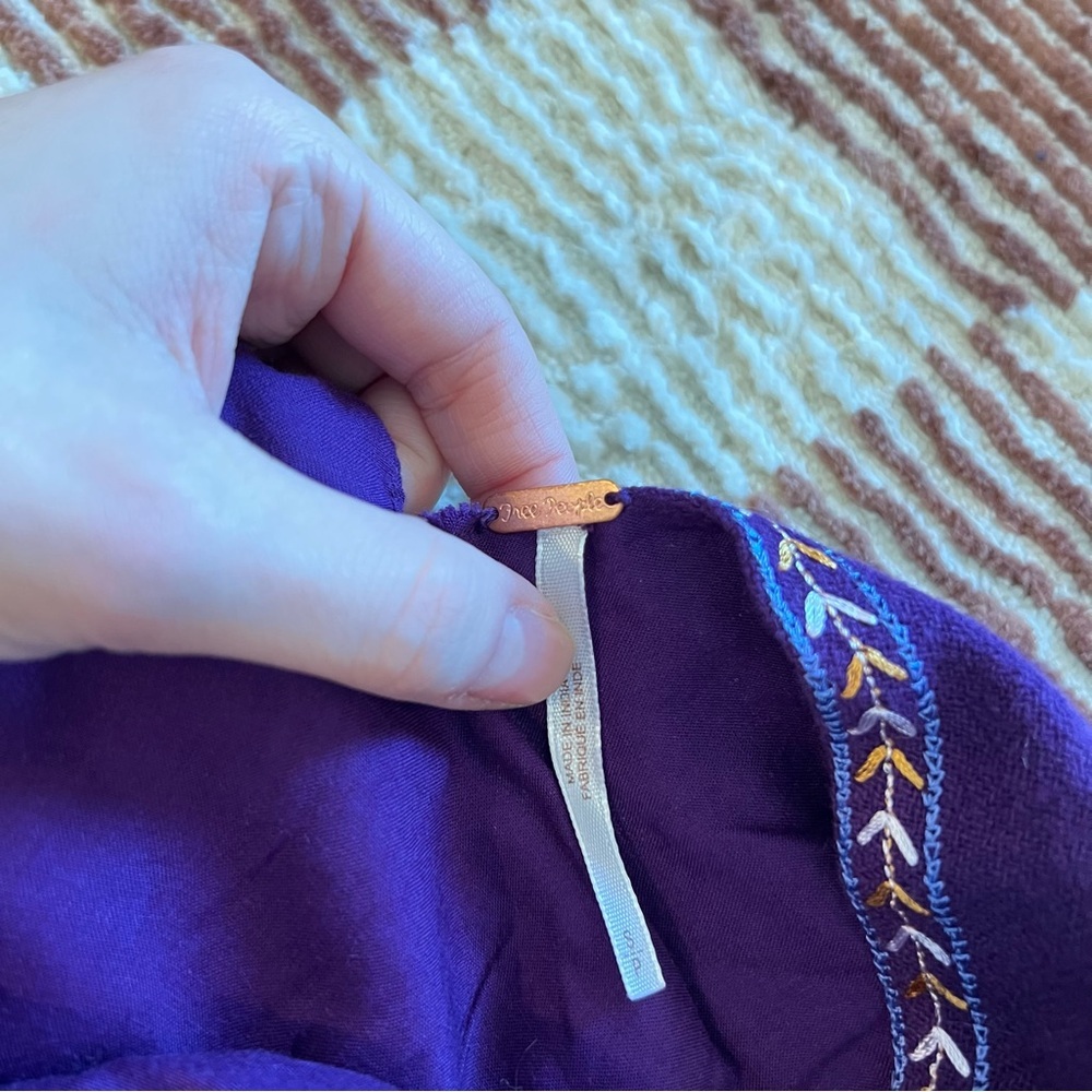 NWT Free People Never Been Purple Embroidered Tie Back Tank Dress Mini Cutout - Picture 4 of 6